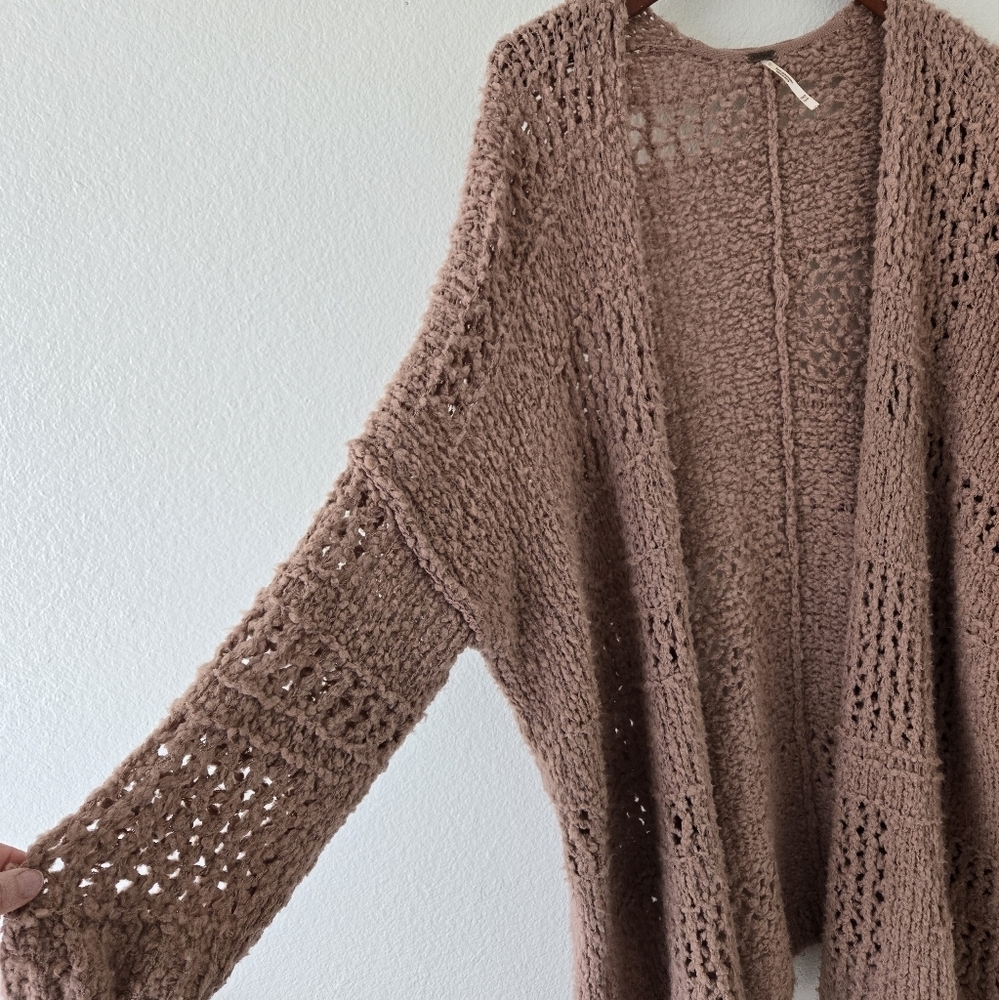 Free People BOHO Saturday Morning Cardigan Sweater Open Knit Oversized Cozy XS/S - Picture 5 of 16